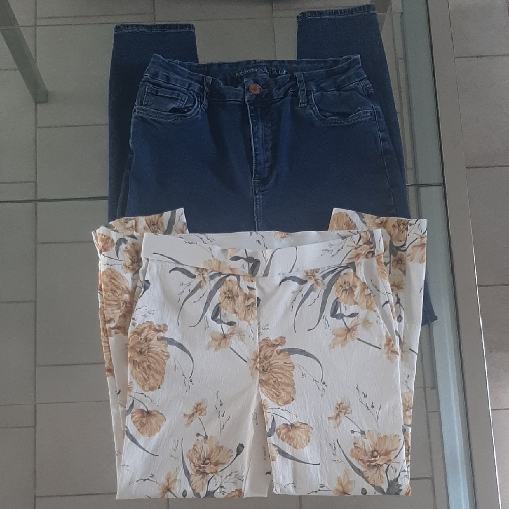 Pants 2 BDL👖Jules&Leopold Floral🌼 Rayon+Aeropostale💙High Rise Jeans Size S